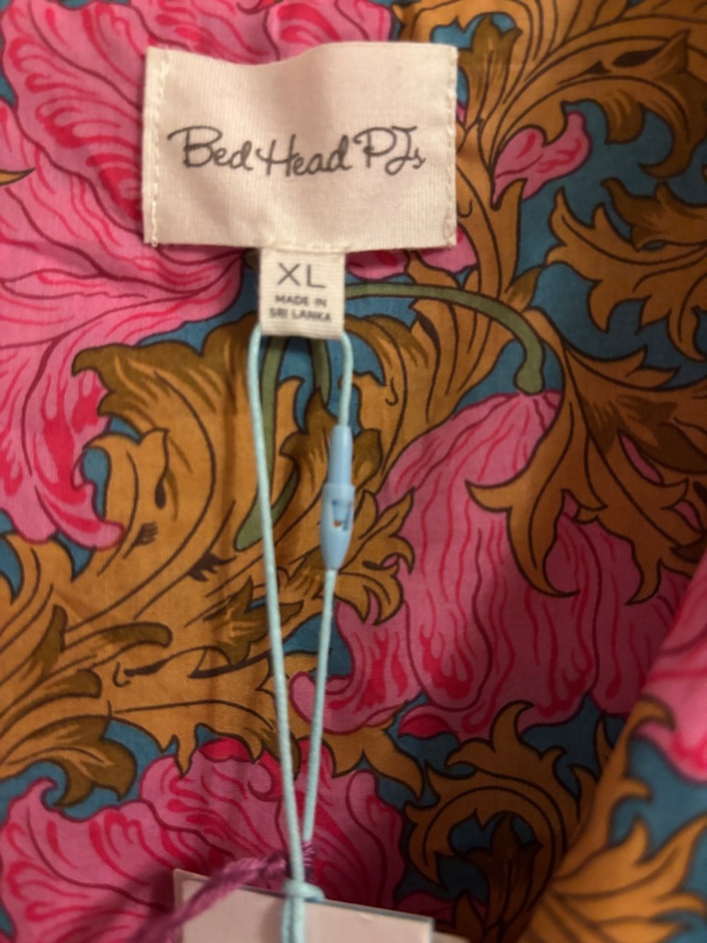BedHead Pink & Gold Floral Short-Sleeve Pajama set with White Piping - Picture 3 of 6
